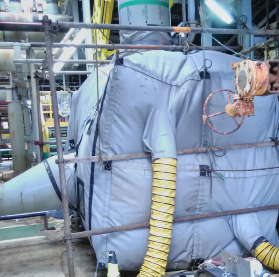 Insulated machinery in an industrial setting.