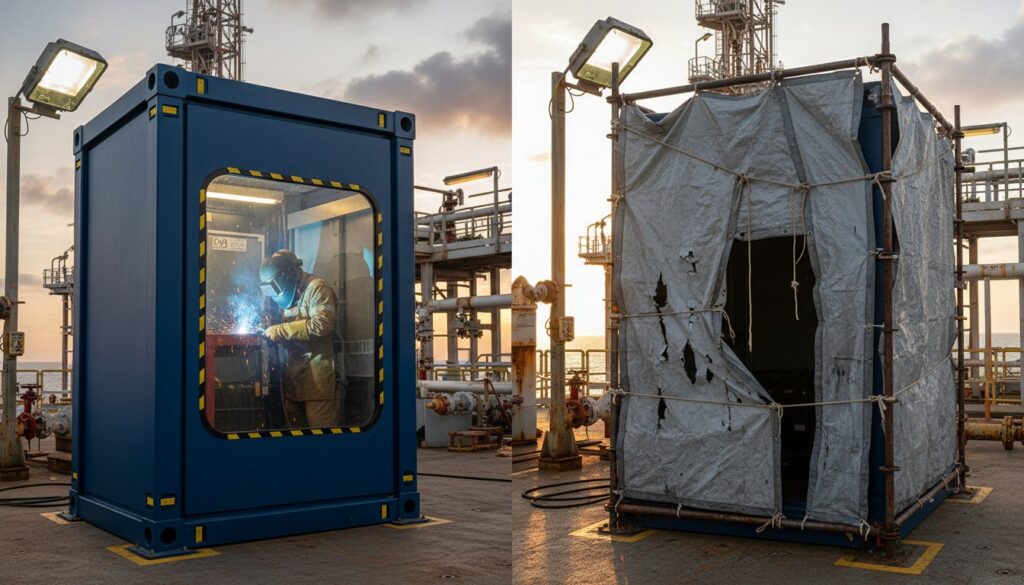 Engineered Habitat vs. Traditional Scaffold and Tarp: A Technical Safety Comparison